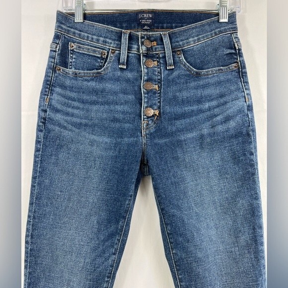 J. Crew Women's Jeans Blue 9" Mid Rise Skinny Button Fly Size 27 - Picture 4 of 14